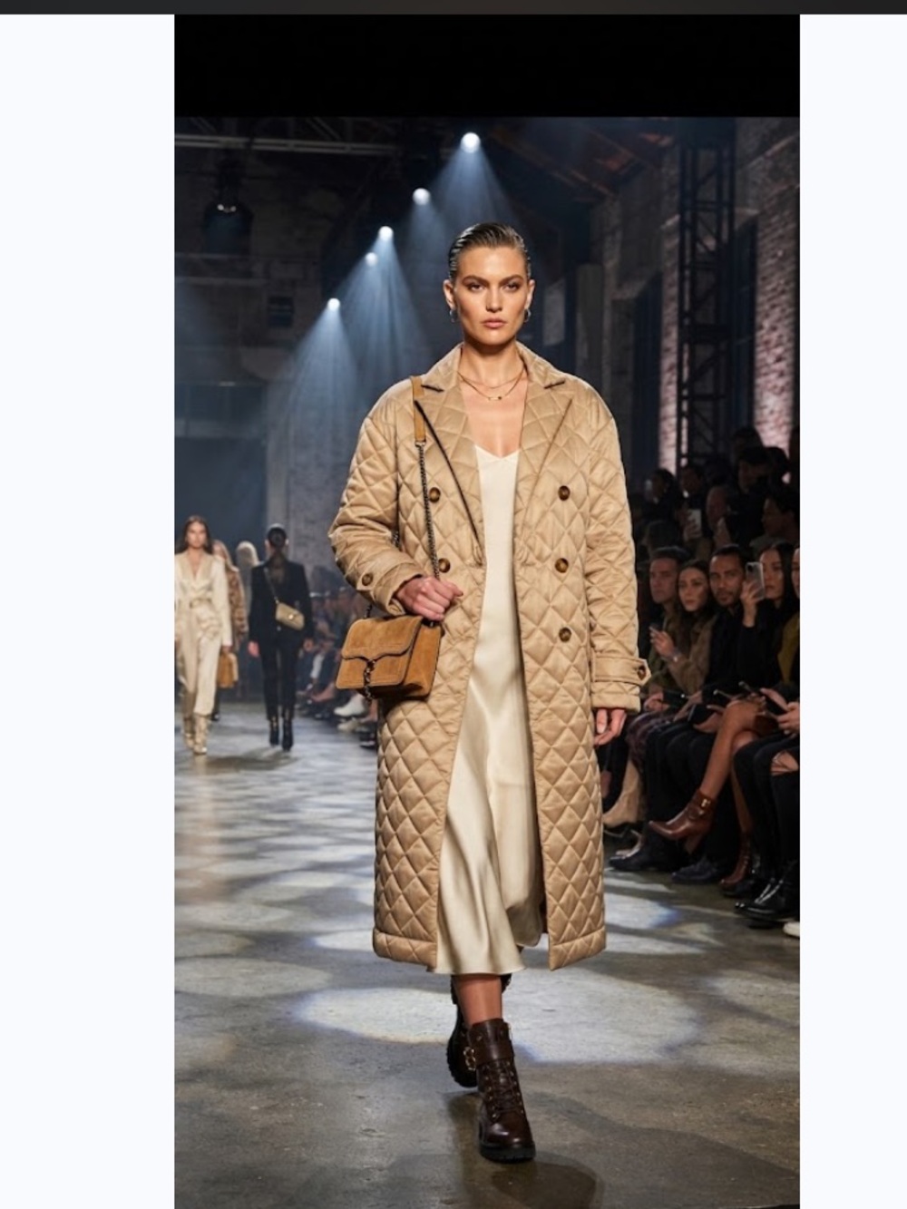 Rebecca Minkoff Double Breasted
Quilted Long Tan Duster Coat sz L Minimalist